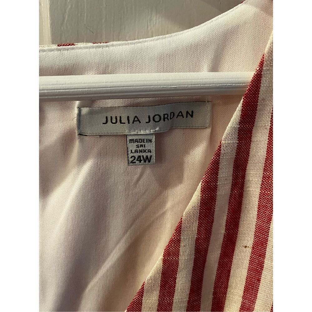 Julia Jordan Red & White Striped Sleeveless Tie Belted Tiered Dress sz 24W NWOT - Picture 3 of 8